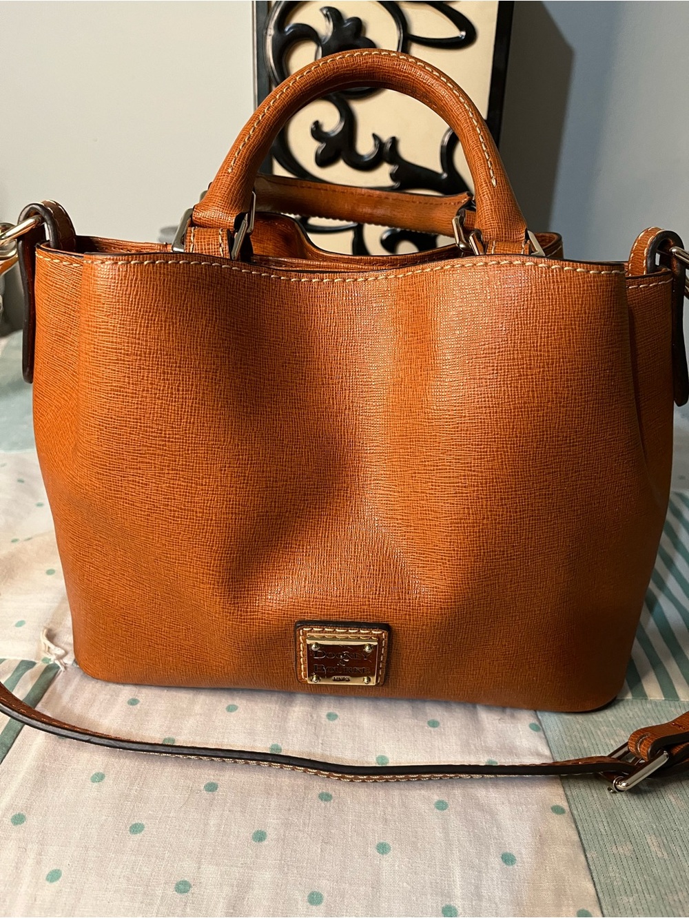 Dooney & Bourke Brenna Caramel Saffiano Leather